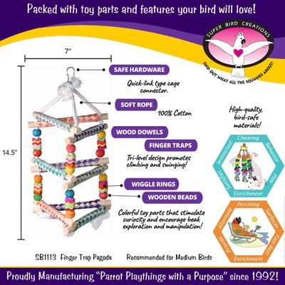 Show full view: Super Bird Creations Finger Trap Pagoda Bird Toy, Small/Medium slide 3 of 9