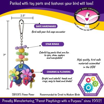 Show full view: Super Bird Creations Flower Power Bird Toy slide 3 of 10