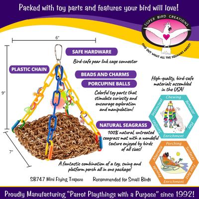 Show full view: Super Bird Creations Flying Trapeze Bird Toy, Small slide 3 of 11