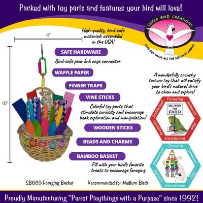 Show full view: Super Bird Creations Foraging Basket Bird Toy, Medium slide 3 of 11