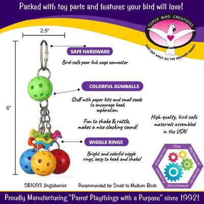 Show full view: Super Bird Creations Jingleberries Bird Toy, Small/Medium slide 3 of 9