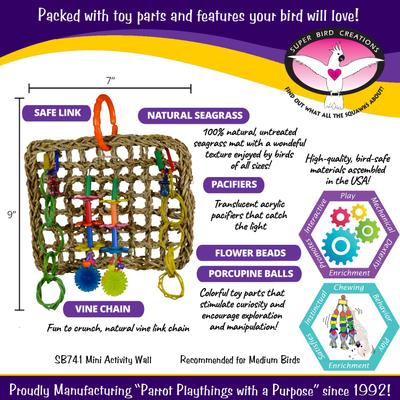 Show full view: Super Bird Creations Mini Activity Wall Bird Toy, Medium slide 3 of 10