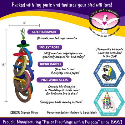 Show full view: Super Bird Creations Olympic Rings Bird Toy, Large slide 3 of 11