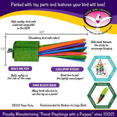 Show full view: Super Bird Creations Paper Party Bird Toy, Large, 1 count slide 3 of 10