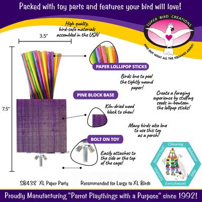 Show full view: Super Bird Creations Paper Party Bird Toys, X-Large, 1 count slide 3 of 10