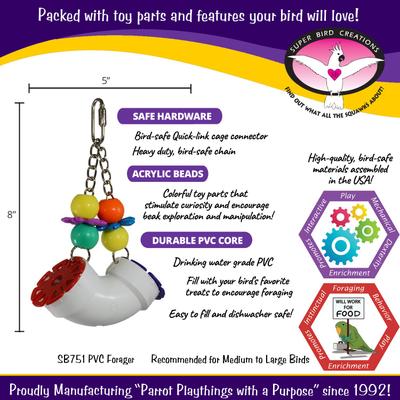 Show full view: Super Bird Creations PVC Forager Bird Toy, Medium/Large slide 3 of 11