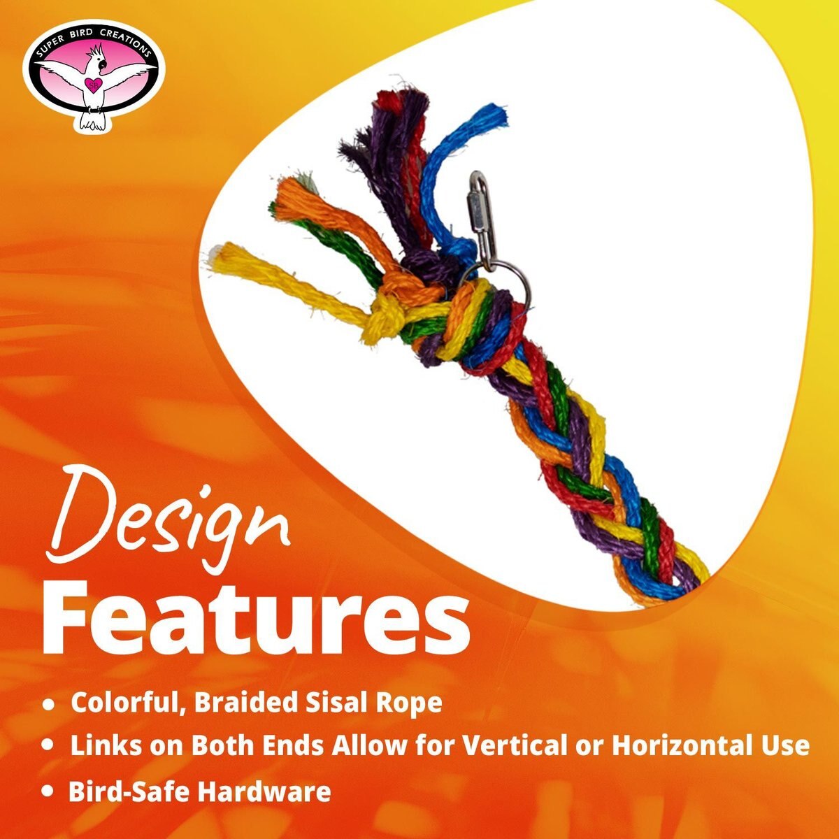 Discontinued - SUPER BIRD CREATIONS Rainbow Rope Bridge Bird Toy ...