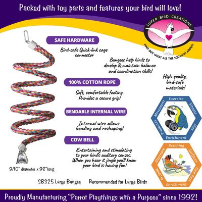 Show full view: Super Bird Creations Rope Bungee Bird Perch, Color Varies, Large slide 2 of 9