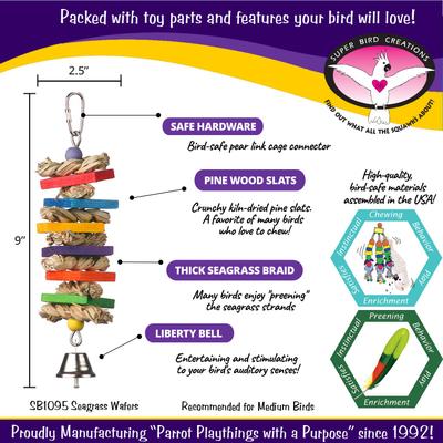 Show full view: Super Bird Creations Seagrass Wafers Bird Toy, Medium slide 3 of 10