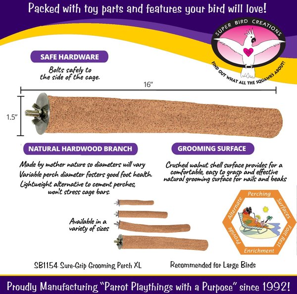 Show full view: Super Bird Creations Sure-Grip Grooming Perch, X-Large slide 4 of 4