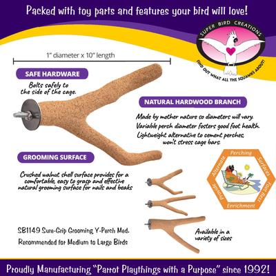 Show full view: Super Bird Creations Sure-Grip Grooming Y Bird Perch, Medium slide 3 of 8