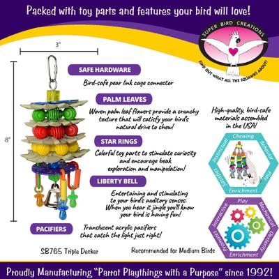 Show full view: Super Bird Creations Triple Decker Bird Toy, Medium slide 3 of 9