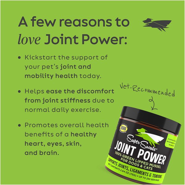 Show full view: Super Snouts Joint Power Powder Joint Supplement for Dogs & Cats, 5.29-oz jar slide 4 of 11