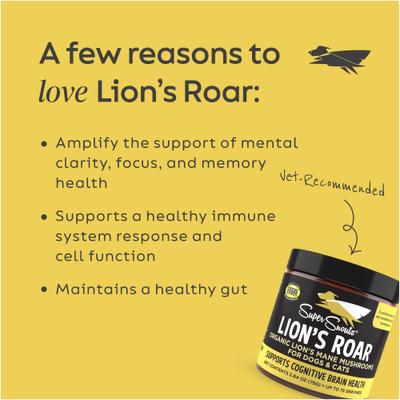 Show full view: Super Snouts Lion's Roar Powder Brain & Nervous System Supplement for Dogs & Cats, 2.64-oz jar slide 5 of 13