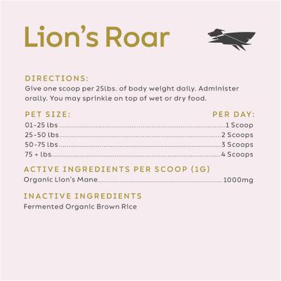 Show full view: Super Snouts Lion's Roar Powder Brain & Nervous System Supplement for Dogs & Cats, 2.64-oz jar slide 9 of 13