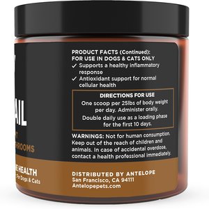Super Snouts Turkey Tail Powder Immune Supplement for Dogs & Cats, 2.64-oz jar