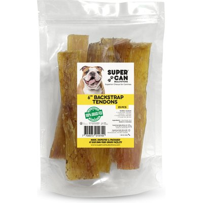 SuperCan Bully Sticks SuperCan Bully Sticks 6-in BackStrap Tendon Dog Treats, 25 count