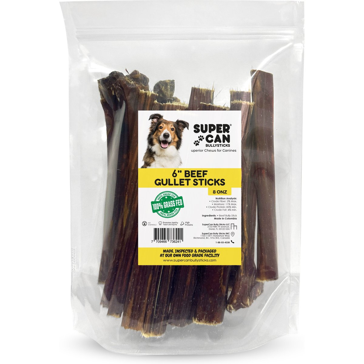 SuperCan Bully Sticks 6-in Beef Gullet Sticks Dog Treats, 8-oz bag