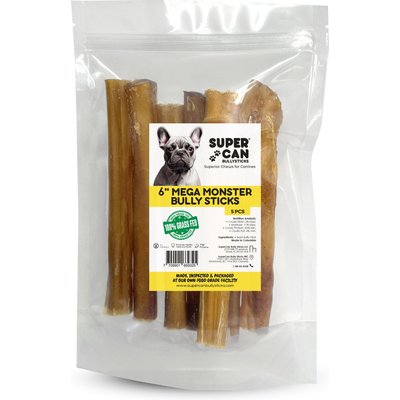 SuperCan Bully Sticks SuperCan Bully Sticks 6-in Mega Monster Bully Sticks Dog Treats, 5 count