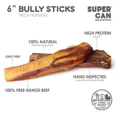 Show full view: SuperCan Bully Sticks 6-in Mega Monster Bully Sticks Dog Treats, 5 count slide 5 of 5