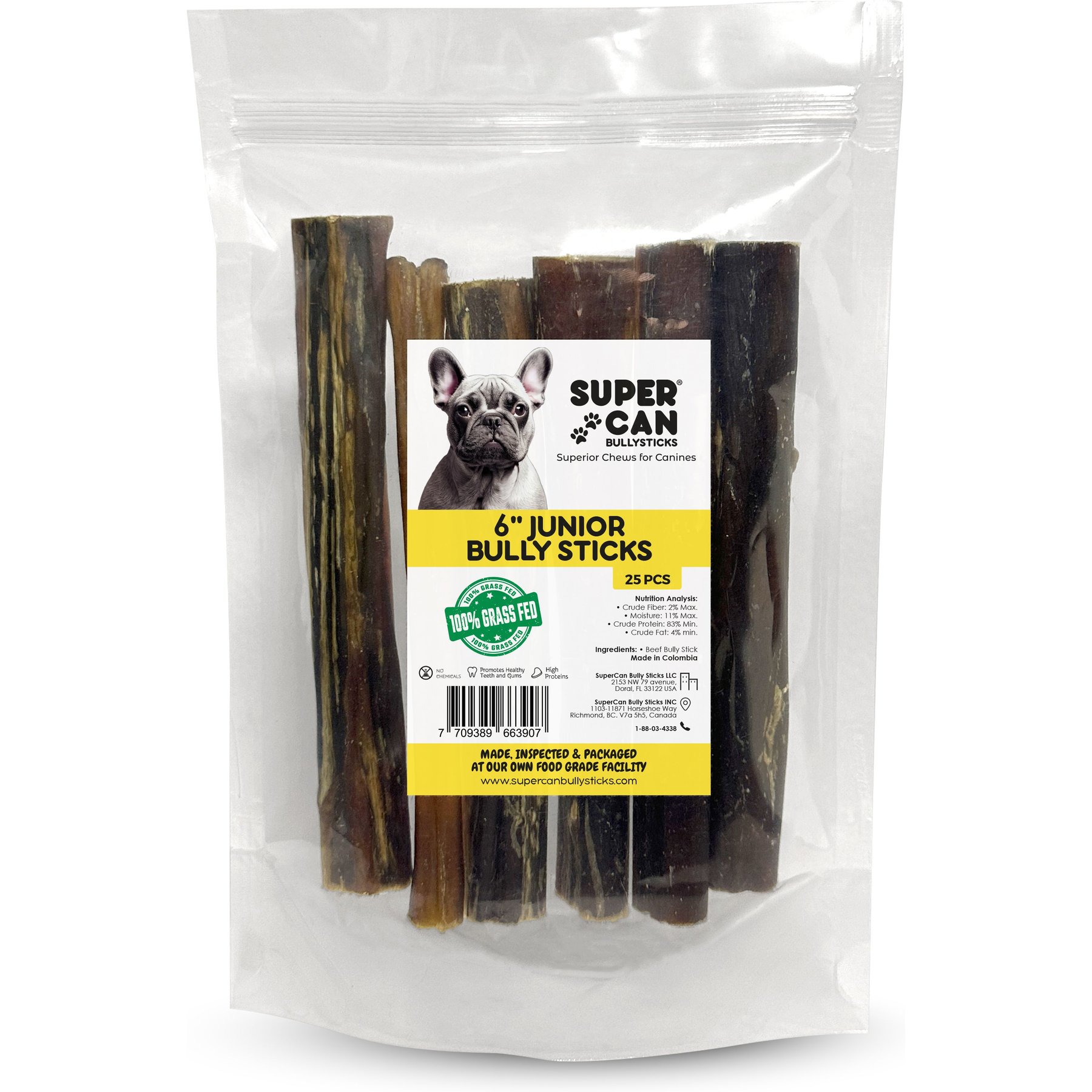 SuperCan Bully Sticks Junior Thin Bully Sticks Dog Treats, 25 count