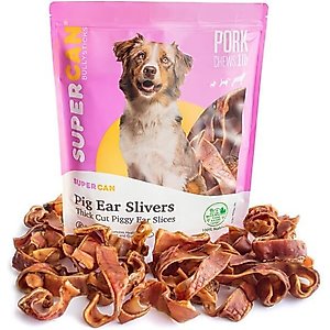 SuperCan Bully Sticks Pig Ear Sliver Dog Treats, 1-lb bag