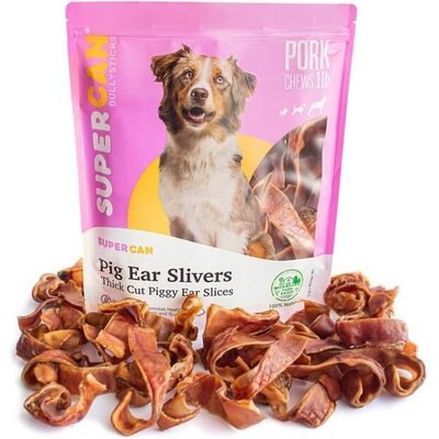 SuperCan Bully Sticks SuperCan Bully Sticks Pig Ear Sliver Dog Treats, 1-lb bag