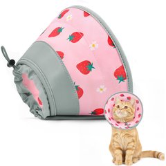 Supet Adjustable Cat Recovery Cone, Strawberry, Medium: 8 to 10-in neck