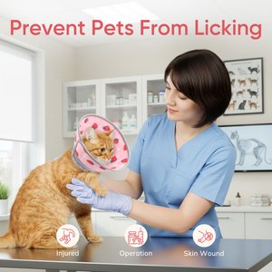 Supet Adjustable Cat Recovery Cone, Strawberry, Small: 5 to 9-in neck