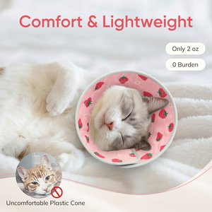 Supet Adjustable Cat Recovery Cone, Strawberry, Small: 5 to 9-in neck