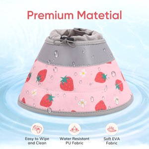 Supet Adjustable Cat Recovery Cone, Strawberry, Small: 5 to 9-in neck