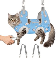 Supet Cat Grooming Hammock for Nail Trimming, Blue, Medium