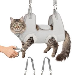 Supet Cat Grooming Hammock for Nail Trimming, Gray, Small