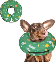 Supet Inflatable Dog Recovery Cone Collar, Green, Medium