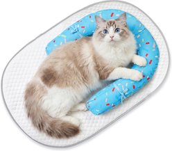 Supet U-Shaped Pillow Cooling Mat Cat Bed, Blue