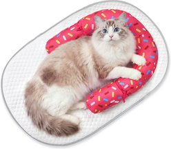 Supet U-Shaped Pillow Cooling Mat Cat Bed, Pink
