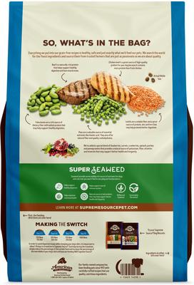 Show full view: Supreme Source Beef, Chicken Meal & Lentil Recipe Dry Dog Food, 11-lb bag slide 3 of 11