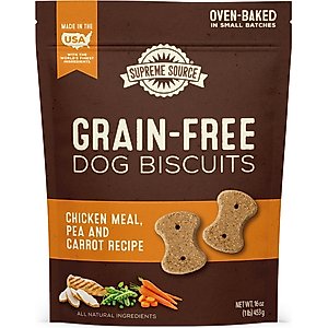 Supreme Source Grain-Free Chicken Meal, Pea & Carrot Biscuits Dog Treats, 16-oz bag