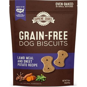 Supreme Source Grain-Free Lamb Meal & Sweet Potato Biscuits Dog Treats, 16-oz bag