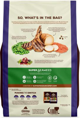 Show full view: Supreme Source Grain-Free Lamb & Potato Recipe Dry Dog Food, 11-lb bag slide 3 of 13