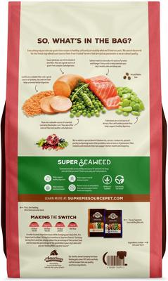 Show full view: Supreme Source Grain-Free Salmon Meal & Sweet Potato Recipe Dry Dog Food, 22-lb bag slide 3 of 13