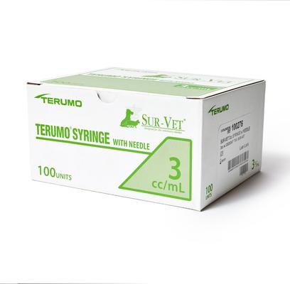 Show full view: Sur-Vet Terumo Luer Lock Tip 3-cc Syringes with T.W. Needle, 22G x 0.75 in., 100 count slide 1 of 4
