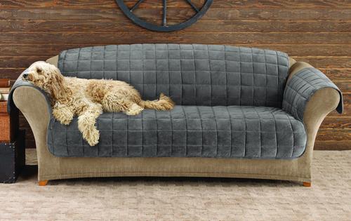 Show full view: Sure Fit Deluxe Sofa Cover, Gray slide 2 of 6