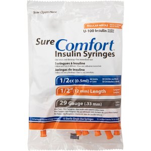 SureComfort Insulin Syringes U-100 12mm x 29G, 0.5-cc, 10 syringes