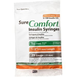 SureComfort Insulin Syringes U-100 12mm x 29G, 1-cc, 10 syringes