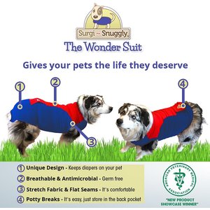 Surgi Snuggly Wonder Suit Post Surgical Healing Dog Suit, Small