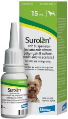 Surolan (miconazole nitrate, polymyxin B sulfate, prednisolone acetate) Otic Suspension for Dogs, 15-mL
