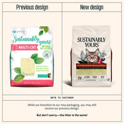 Show full view: Sustainably Yours Mixed Grains Unscented Clumping Corn Cat Litter, 10-lb bag slide 3 of 9