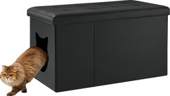 Sweet Barks Designer Enclosure Hidden Washroom Bench Ottoman Cat Litter Box, Black