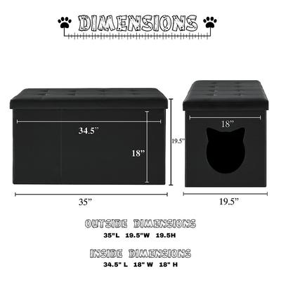 Show full view: Sweet Barks Designer Enclosure Hidden Washroom Bench Ottoman Cat Litter Box, Black slide 4 of 11